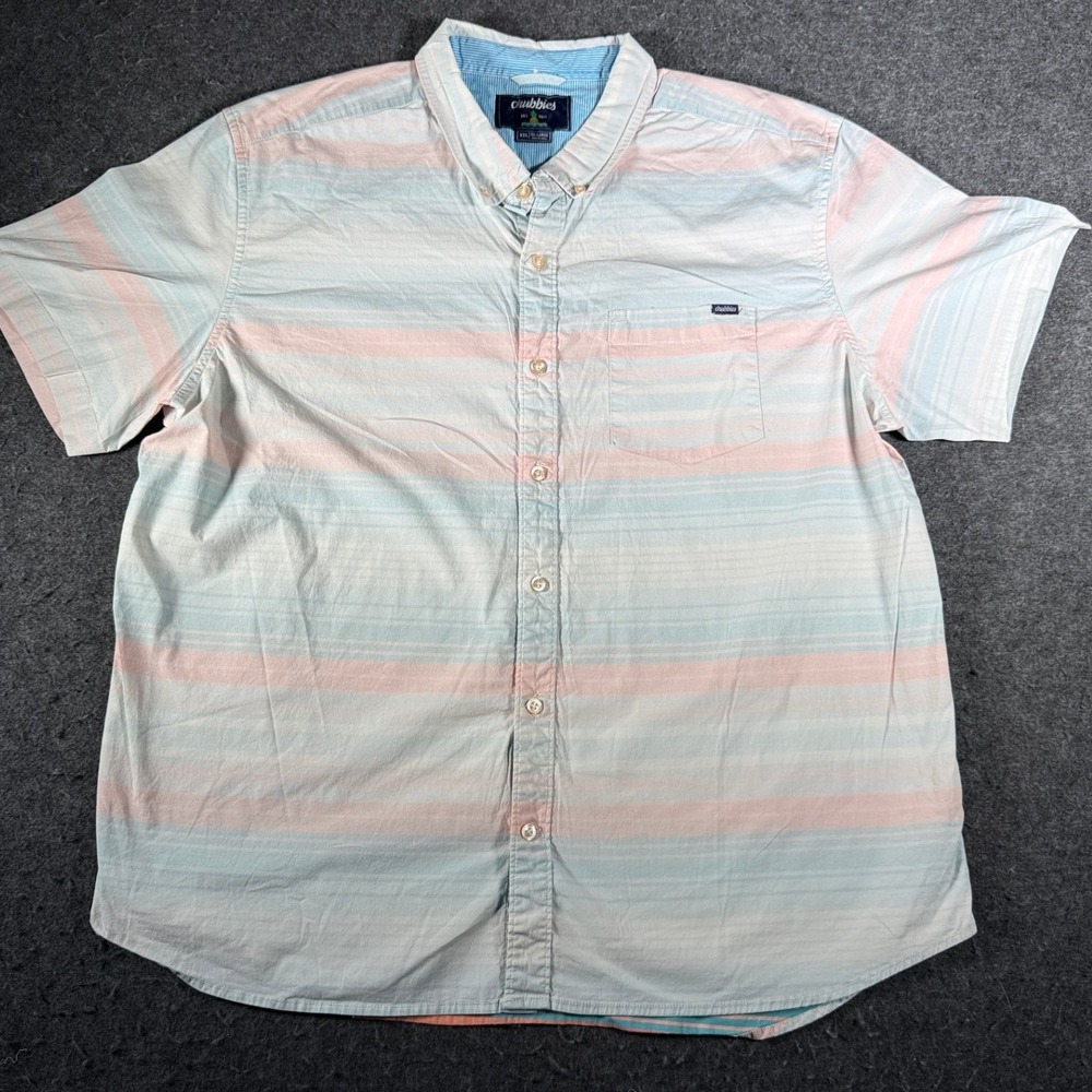Chubbies Mens XXL Short Sleeve Button Down Shirt Pastel Striped Cotton Blend